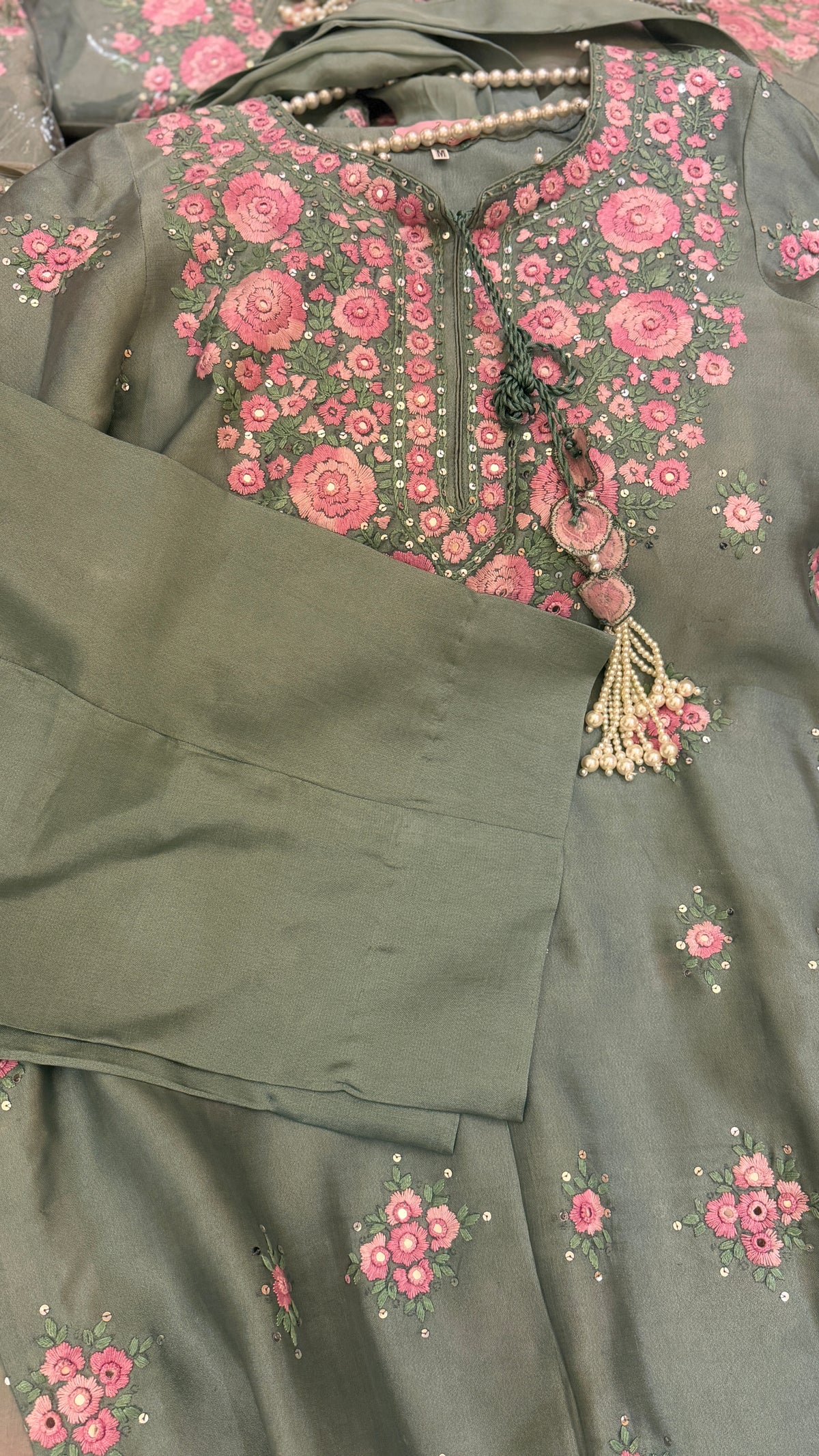 Aqua and pink 3 pcsheesha silk
