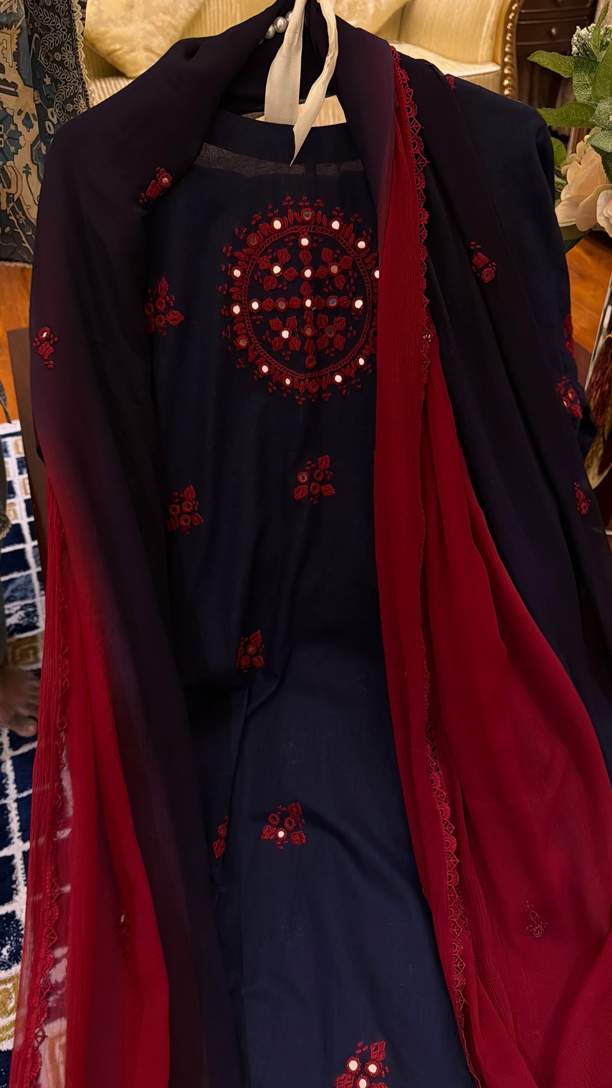 Blue and Maroon Balochi 3 pc