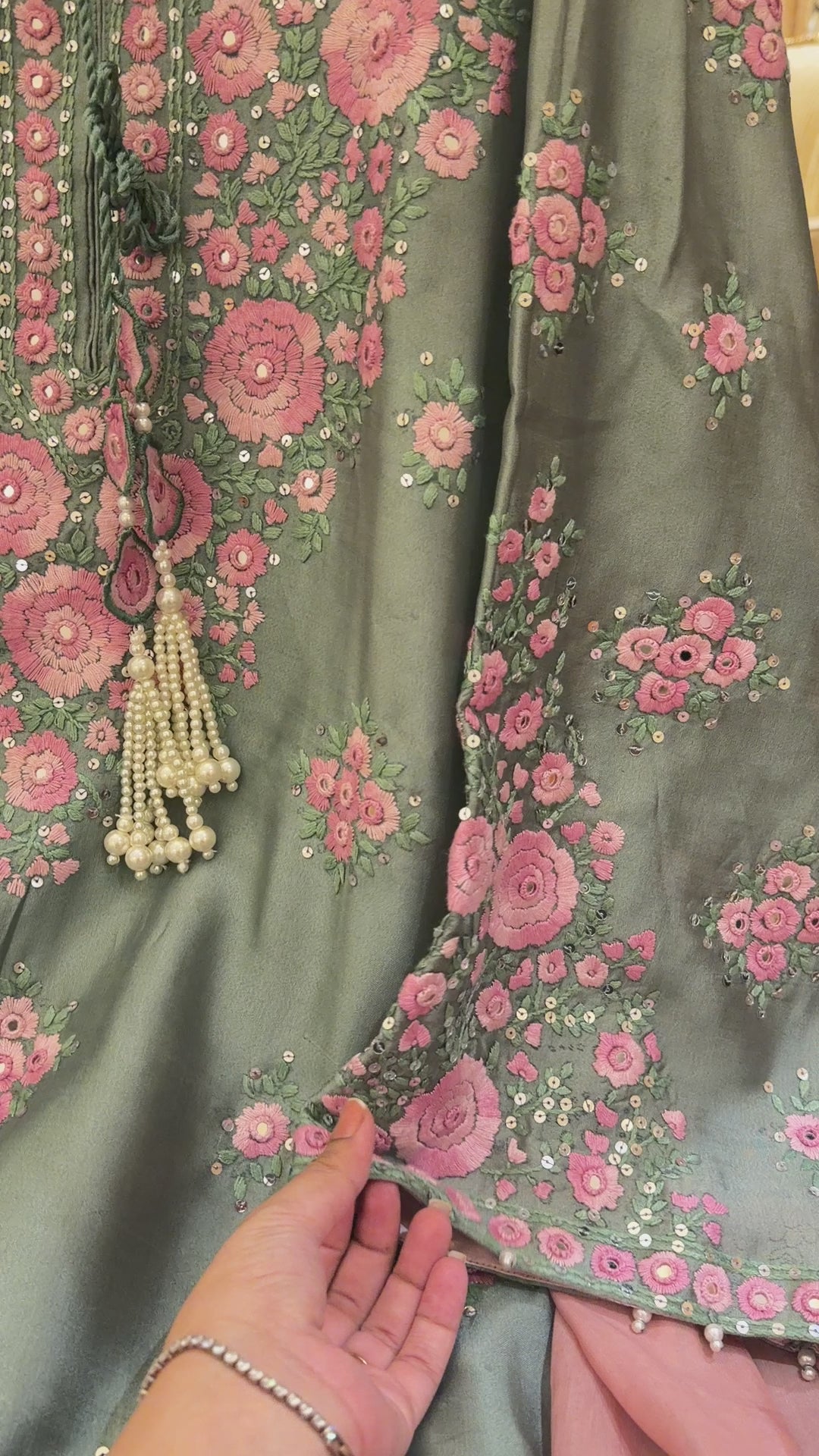 Aqua and pink 3 pcsheesha silk