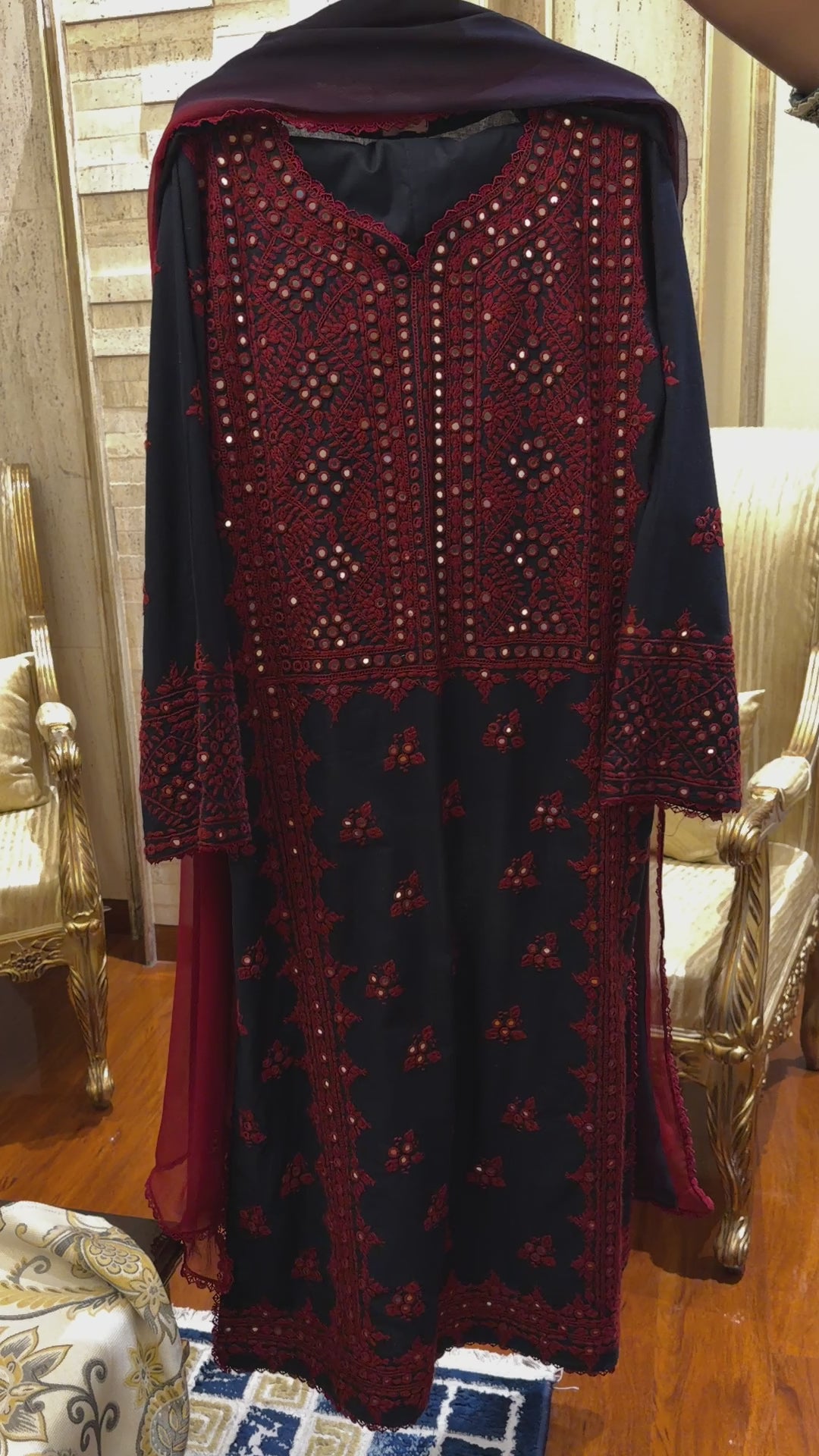 Blue and Maroon Balochi 3 pc
