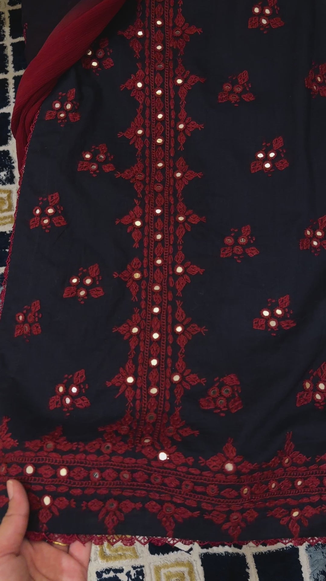 Blue and Maroon Balochi 3 pc