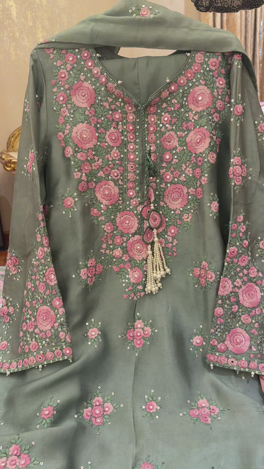Aqua and pink 3 pcsheesha silk