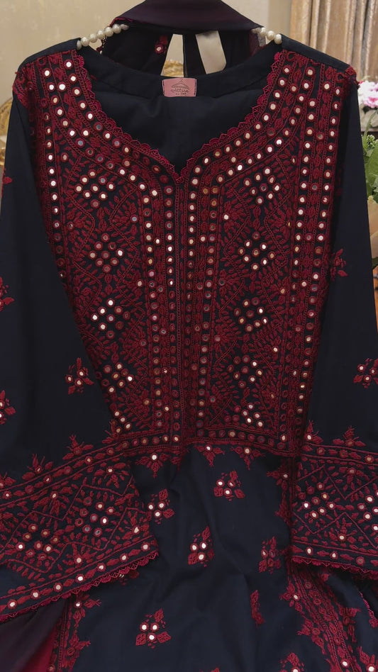 Blue and Maroon Balochi 3 pc
