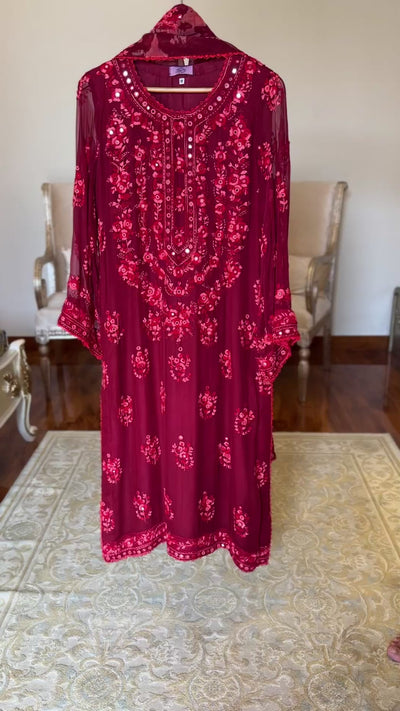 Deep Red Chiffon