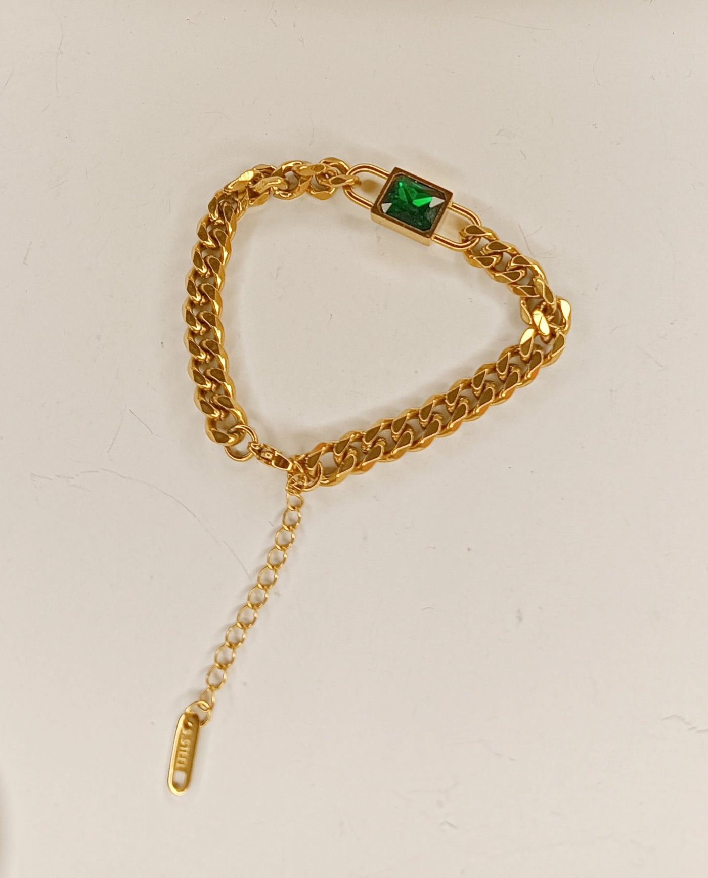 Emerald chain bracelet